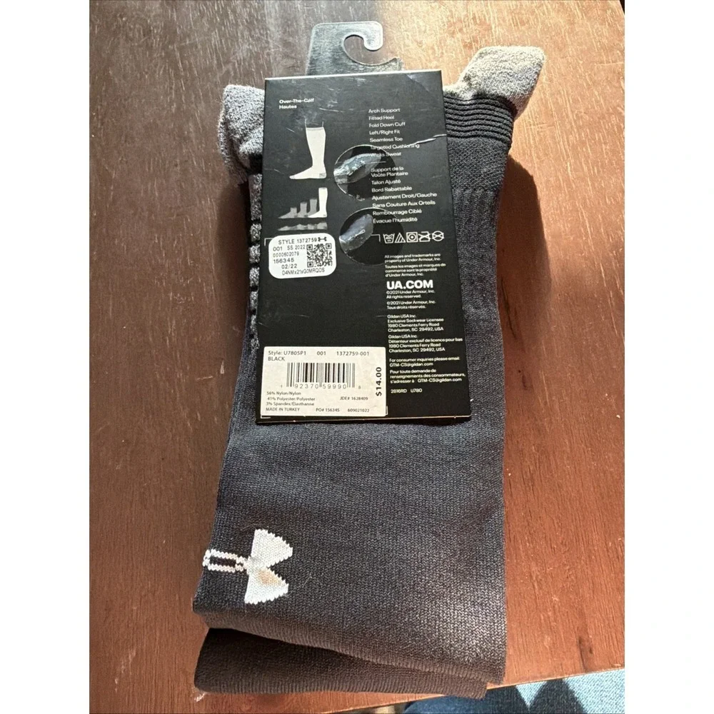 Under Armour Black Performance Sock Size Large